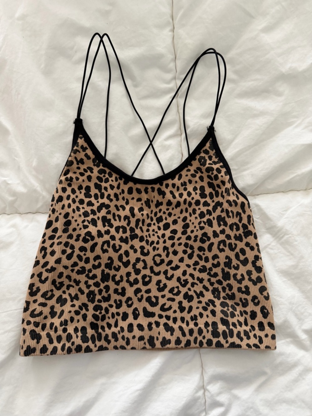 Leopard Print Strappy Cami Tank Top